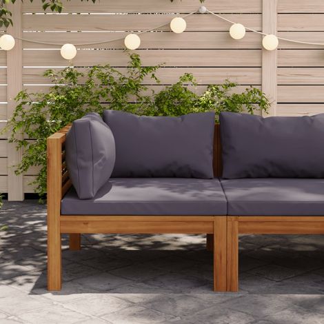 Canapé d'angle sectionnel,Banquette pour Salon,Sofa D'Angle et coussins gris foncé Bois d'acacia MEMV921604 (1/5)