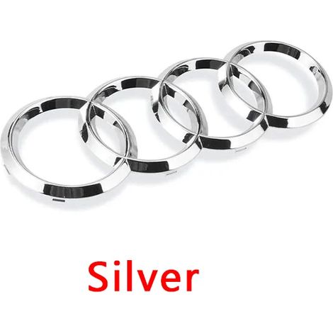 (Argent, Rayon arrière 202 mm) - Logo 4 anneaux pour capot, calandre, emblème arrière et coffre, autocollant/décalcomanie. Accessoires compatibles avec Audi A3, A4, A5, A6, A7, Q2, Q3, Q5, Q8 et TT. (1/5)