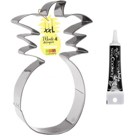 Découpoir à pâtisserie inox XXL Ananas + Stylo de glaçage noir (1/2)