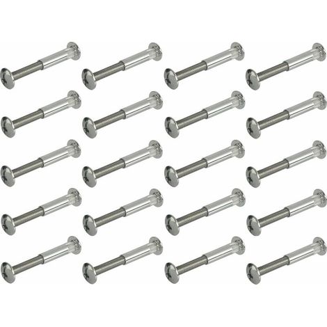 20x vis relieuse avec écrou douille tête plate + vis cruciforme tête plate en acier Fixation Métal Bois Meuble Etagère Boulon, M6 x 30mm
