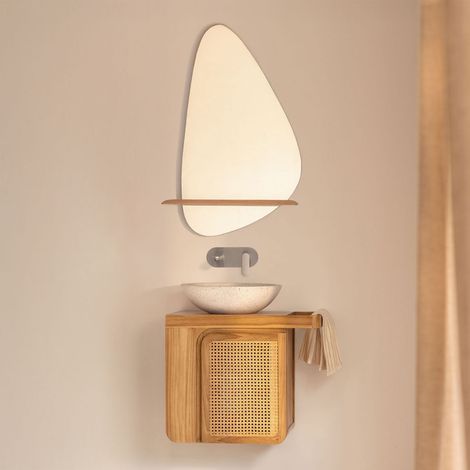 Conjunto de mueble de baño suspendido 60x40 cm en madera de teca Georgy SKLUM