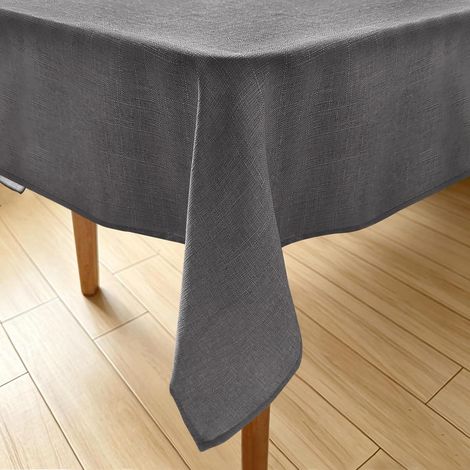 Nappe lavable aspect lin gris 140x240 cm rectangulaire imperméable