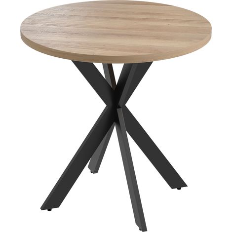 Table salle à manger ronde 75x75 cm piètement araignée marron moderne 2-4 personnes (1/5)