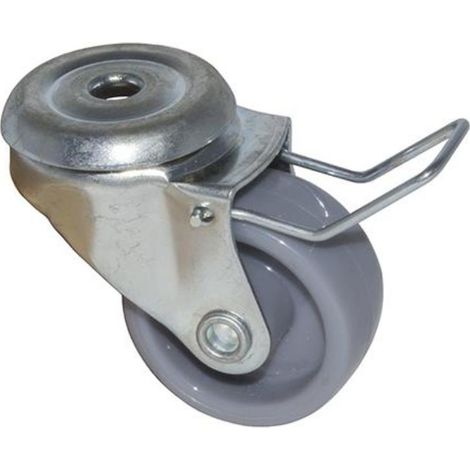 FPLUS rueda pvc con agujero 40 mm. con freno 17285 , Rueda de pvc con freno
Diametro rueda 40 mm.
Peso maximo. 35 KG.
Altura total     50 mm.
Para tornillo central  giratoria