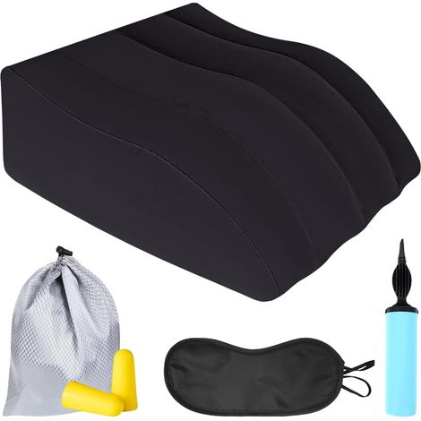 Coussin gonflable pour jambes Support de jambes pour dormir, Coussin de surélévation de jambes, Coussin de soutien pour jambes et genoux Améliore la circulation sanguine, Lavable (Noir) (1/5)