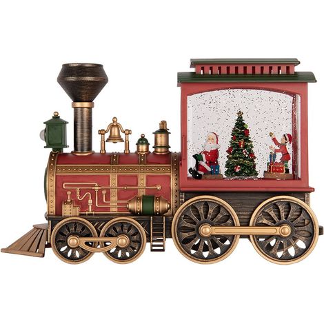 Décoration de Noël Train Lumineux et Musical avec LED en Plastique Rouge 31x10x19 cm - PANGIVO (1/5)
