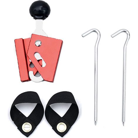 Lot de 3 dés de support pour tente en alliage d'aluminium réglables, accessoire de camping extérieur 6mm rouge (1/5)