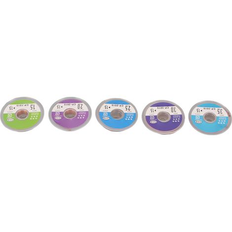 5-teiliges Entlötlitzen-Set, 1,5 mm, 2 mm, 2,5 mm, 3 mm, 3,5 mm Breite, 1,5 m Länge, Kupfer-Entlötdraht, Schweißlitze (1/5)