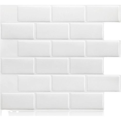 5 grands autocollants muraux en mosaïque de goutte de colle blanche 3D en trois dimensions anti-vrai carrelage cuisine anti-éclaboussures d'huile salle de bains stickers muraux décoration (1/2)