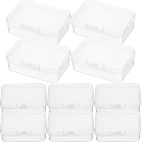 Lot de 10 petites boîtes de rangement transparentes pour perles en plastique-6.50X4.50X2.00CM