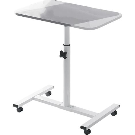 Bureau mobile pour ordinateur portable, chariot roulant avec plateau rotatif 360°, gris pour bureau à domicile (1/5)