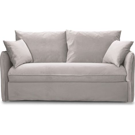 Canapé convertible 3 places en velours taupe - ouverture express - Gina (1/5)