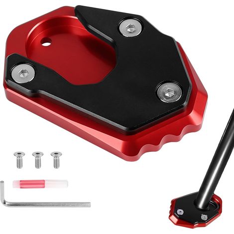 CNC Alu Patin de Béquille Latérale Moto D'extension Support Plaque Béquille Latérale pour Kawasaki Z650 Z900 Z900RS Z900SE Z1000 Z1000SX Z800 ER-6N ER-6F ZX-6R Ninja 300 650 1000 1000SX, Rouge (1/5)