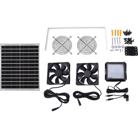 Waterproof solar fan – 2 speeds, 3 start modes – For chicken coops, greenhouses (1/5)