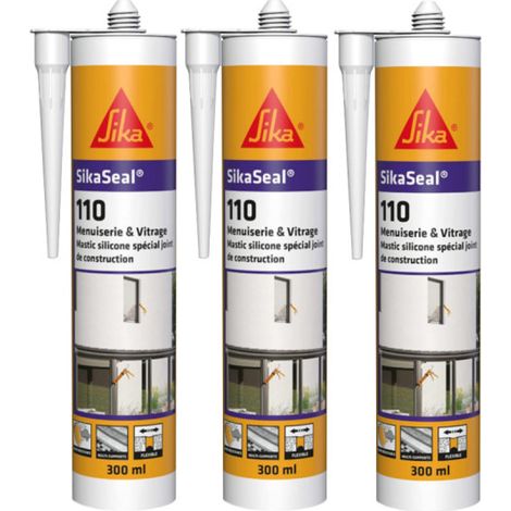 3er-Set Silikon-Dichtstoffe SIKA SikaSeal 110 Tischlerei &amp Verglasung - Weiß PVC - 300ml