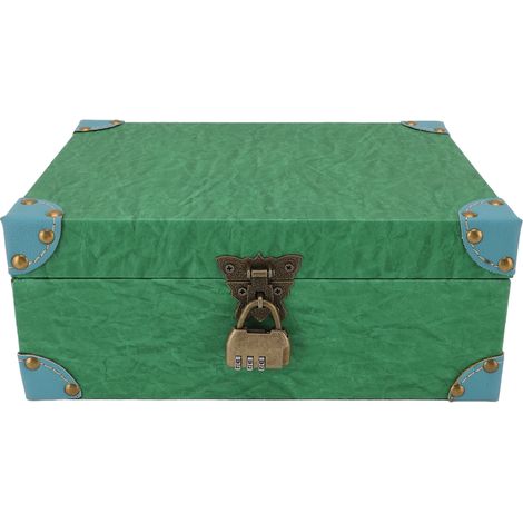 Boîte à bijoux en bois avec serrure 2224B-02DH10孔雀绿中号复古三位 (1/4)