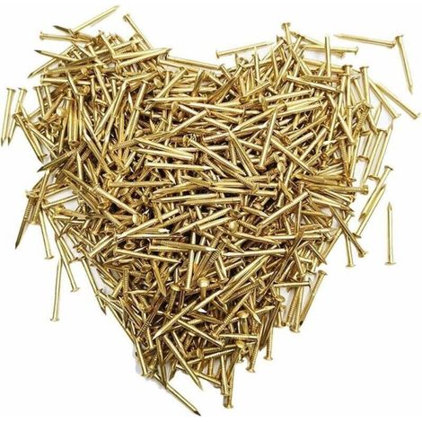 Small brass nails, 200 pieces, 1.2x10mm, small round head nails for DIY woodworking, decorative picture boxes, household accessories (1/5)