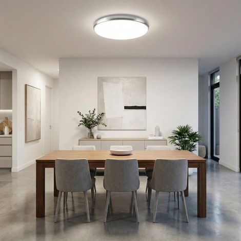 Plafón LED 12W/24W 4500K Círculo Cromado - Iluminación Moderna y Eficiente