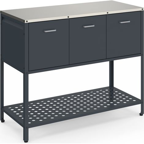 Cucina da esterno PAREO a 3 ante con 1 ripiano in acciaio grigio antracite