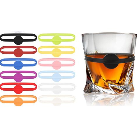 12 Pièces Marqueur de Verre à Vin en Silicone Marqueur de Boisson Réutilisables Marqueurs à Boisson en Silicone Marqueurs de Tasse en Verre Colorés pour Bar, KTV, Fête, Cocktail (1/4)