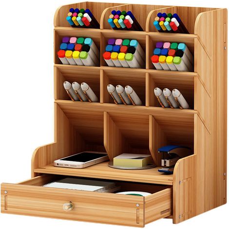 Grand organisateur de stylos à grande capacité, compartiments multiples, structure robuste, rangement pour marqueurs, idéal bureau, chambre étudiante et maison. (1/5)