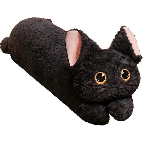 Oreiller Mignon En Forme De Chat En Peluche Moelleux, Oreiller À Poils Bouclés Cadeau D'accompagnement À Poser Sur Le Côté, Long, 90cm (1/5)