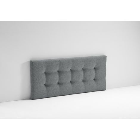 EVERGREENWEB Testata Letto Una piazza e mezzo imbottita Chester Struttura in legno, tessuto Sfoderabile idrorepellente|Testiera in Tessuto Antimacchia per letto 120x190, Testata letto muro | Grigio (1/2)