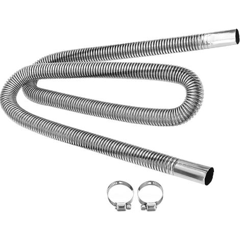 Tuyau Échappement Générateur, Tuyau Échappement Acier Inoxydable Voiture, Tuyau Échappement Groupe Électrogène, Tuyau-Échappement Chauffage Auxiliaire Voiture Avec Deux Colliers(120x2.5cm) (1/5)