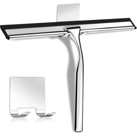 FENOPLASTICARaclette de douche, raclette de fenêtre, essuie-glace de douche en acier inoxydable avec crochet d'aspiration puissant (1/5)
