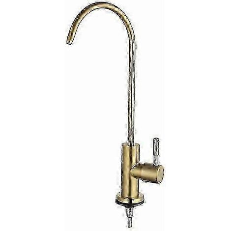 Küchenarmatur aus gebürstetem, goldfarbenem Edelstahl, kompatibel mit Wasserfiltern, für direktes Trinkwasser. (1/5)
