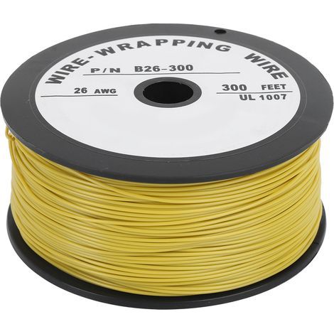 Câble électrique jaune, ligne de connexion en cuivre étamé, 100 mètres, UL1007, 26awg (1/5)
