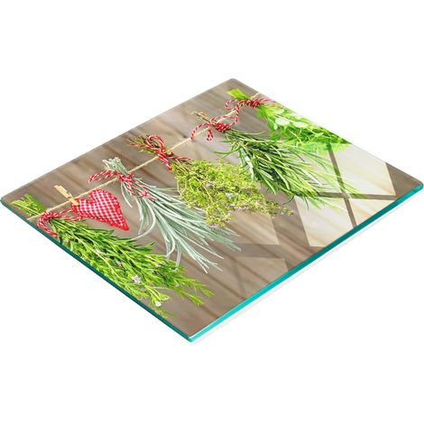 Tagliere da cucina decorativo in vetro con cordino per erbe aromatiche, 60x52 cm (1/5)