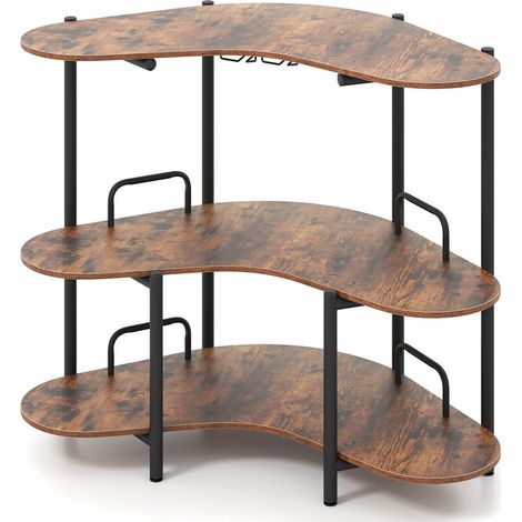 Pour la maison, le café ou vos soirées, rangement pratique avec table de bar 3 niveaux et porte-verres (1/5)