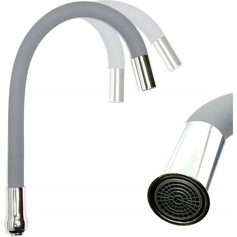 Caño flexible para grifo de cocina, color gris, 3/4 (1/5)
