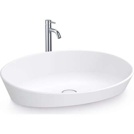 Aufsatzwaschbecken Bernstein NT2660 Mineralguss 60x40x12,5cm Weiß matt ohne Ablaufgarnitur