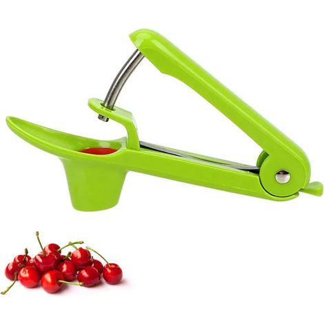 Dénoyauteur de cerises et d'olives, dénoyauter les cerises avec une tige en acier inoxydable et un support en silicone de qualité alimentaire, outil de cuisine pour éliminer rapidement les noyaux de f (1/5)