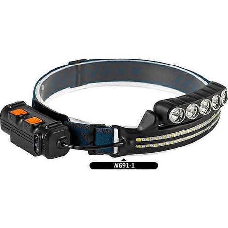 Lampe frontale rechargeable à induction LED COB, lampe frontale de travail, lampe frontale à induction, lampe torche COB, double interrupteur (1/5)