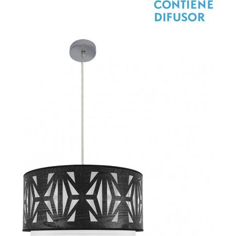 Colgante Katerina 2xe27 Cromo/Madera Negra Regx50x50 cm
