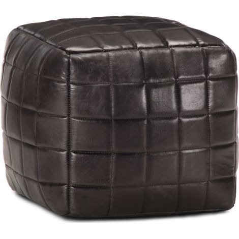 Pouf Schwarz 40 x 40 x 40 cm Echtes Ziegenleder