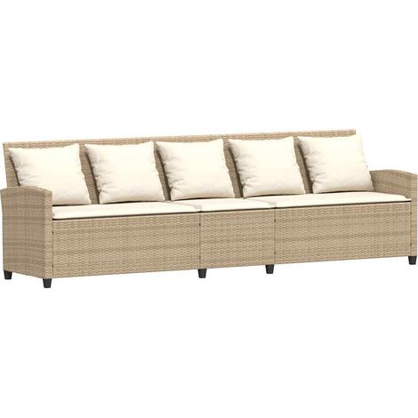 Maison Exclusive - Divano da Giardino con Cuscini a 5 Posti Beige in Polyrattan