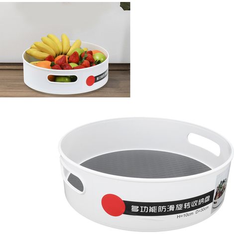 Grand plateau de rangement pivotant avec poignée ouverte pour salle de bain, cuisine, table à manger, plateau à fruits, étagère de rangement (1/5)