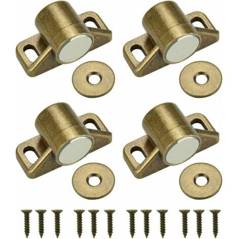 Aimant pour Porte Placard Loquet de Porte Magnétique Fermeture de Porte Aimantée avec 4 Rondelles et 12 Vis Fermeture Magnétique Placard pour Meuble, Armoire, Cabinet Starlight(4PCS) (1/5)