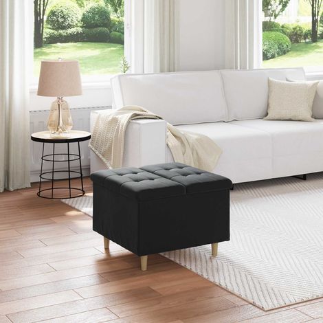 vidaXL Pouf contenitore con cuscino Nero 60 x 60 x 45 cm Velluto