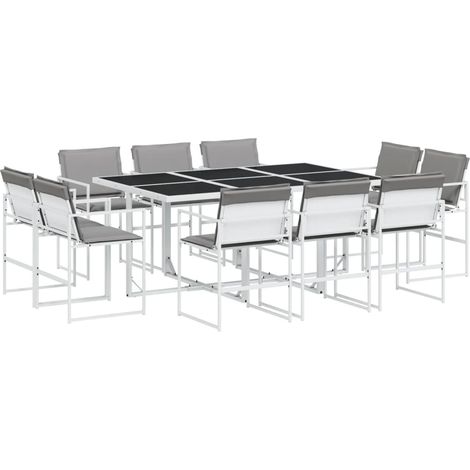Maison Exclusive - Set da Pranzo da Giardino 11 pz con Cuscini Bianco in Textilene
