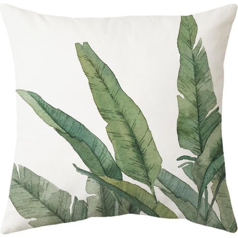 Taie D'oreiller - 45 x 45 cm - Imprimé Feuillage Tropical - Polyester Résistant À L'eau - Pour Extérieur Jardin Terrasse Intérieur Canapé Chaise - 1 Pièce (1/5)