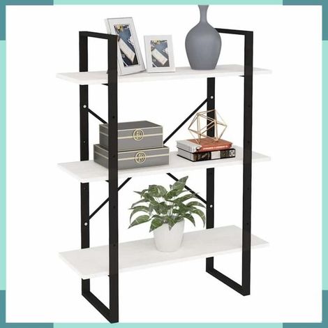 Bibliothèque - 806533 - Blanc - Bois de pin massif - 3 étagères 80x30x105 cm (1/5)