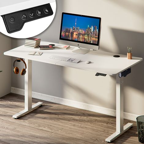 Scrivania Elettrica Regolabile Altezza 140x60x72-117cm Bianco Console di Comando (1/5)