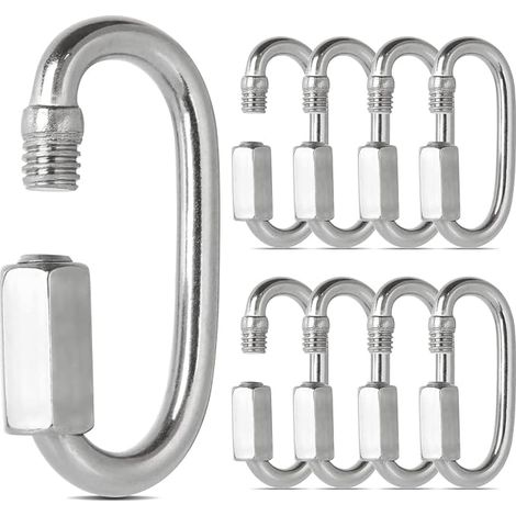 SENENQU 16 PCS Maillon Rapide INOX M4 Mousquetons à Verrouillage 304 Forme de D, Mini Mousqueton a Vis pour Accessoires de Randonnée, Camping, Extérieur et Intérieur (1/5)