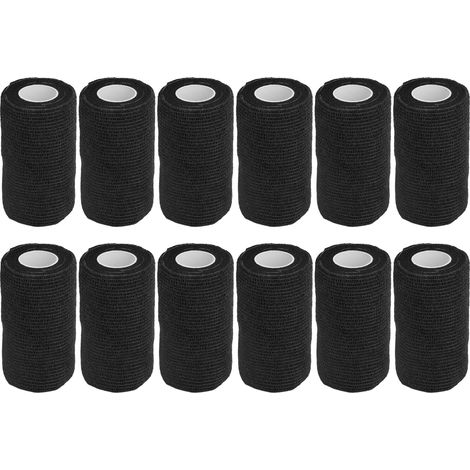 12 Bandes Adhésives Élastiques 10cm Noir pour Soins Vétérinaires Chevaux Chiens Vaches (1/5)