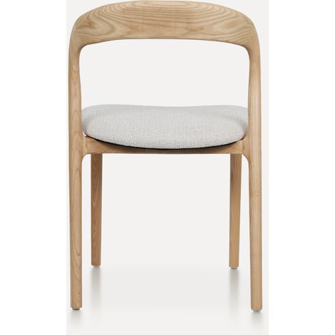 Chaise de salle à manger 51,5 × 53 × 80,5 cm en bois de frêne naturel, assise tissu écru - CHICFURN (1/5)